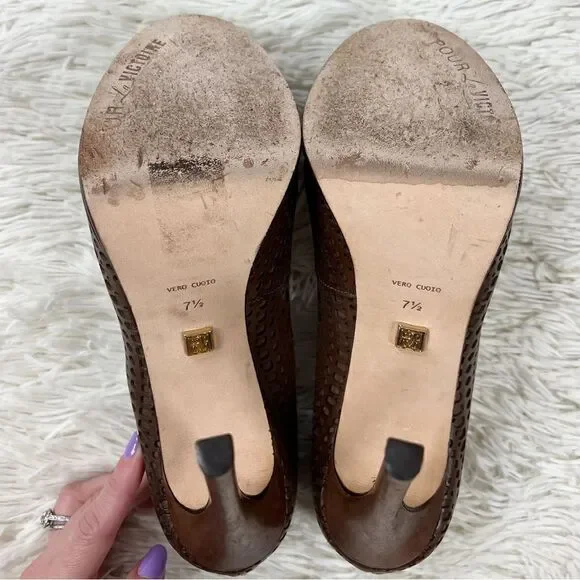 Pour La Victoire‎ Veder Hazelnut Brown Laser Cutout Platform Heels Size 7.5 - Picture 8 of 9